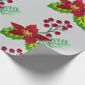 Holly and Pointsettia  pattern ラッピングペーパー (角)