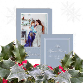 Holly and the Ivy Minimalist Blue Christmas Card 箔招待状