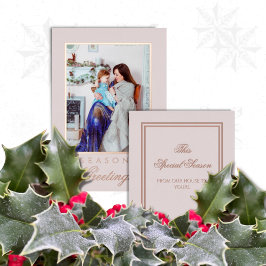 Holly and the Ivy Minimalist Blush Christmas Card 箔招待状