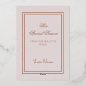 Holly and the Ivy Minimalist Blush Christmas Card 箔招待状 (裏面)