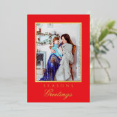 Holly and the Ivy Minimalist Red Christmas Card 箔招待状 (立ち正面)