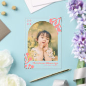 Holly Berries Arch Photo Pink Christmas アクリル招待状 (インサイチュ (ウェディング))