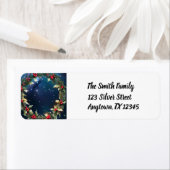 Holly Berries Celestial Winter Christmas Wreath ラベル (インサイチュ)