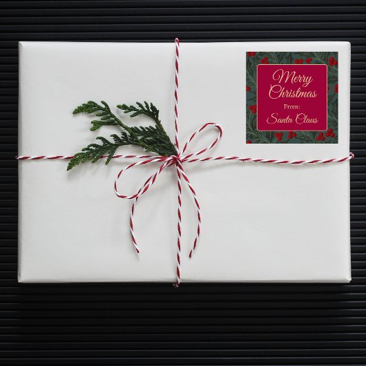 Holly Berries Christmas スクエアシール