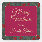 Holly Berries Christmas スクエアシール (正面)