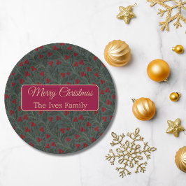 Holly Berries Christmas ペーパープレート