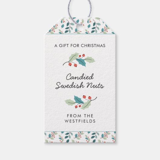 Holly Berries Christmas Theme Food ギフトタグ (正面)