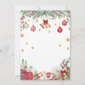 Holly Berries Gold Baubles Stars Christmas Party 招待状 (裏面)