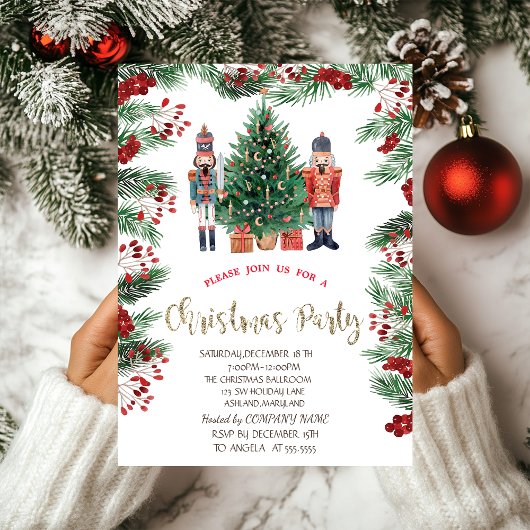 Holly Berries Nutcrackers Company クリスマス 招待状