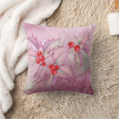 Holly Berries on Purple クッション (ブランケット)