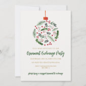 Holly Berries Ornament Exchange Christmas Party 招待状 (正面)