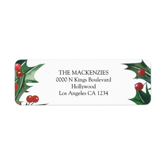 Holly Berries Personalized Christmas ラベル (正面)