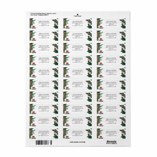 Holly Berries Personalized Christmas ラベル (フルシート)