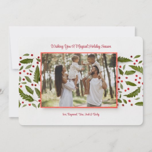 Holly Berries Photo Holiday Greeting Card シーズンカード (正面)