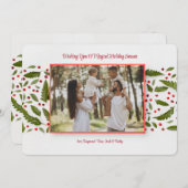 Holly Berries Photo Holiday Greeting Card シーズンカード (正面/裏面)