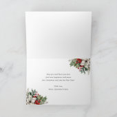 Holly Berries Poinsettia Photo Christmas Card シーズンカード (内部)