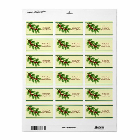 Holly & Berries shipping ラベル (フルシート)