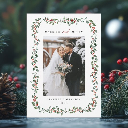 Holly Berry フレーム Married & Merry 写真 シーズンカード