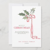  Holly Berry Bow Merry Christmas  シーズンカード (正面)