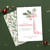  Holly Berry Bow Merry Christmas  シーズンカード