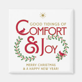 Holly Berry Cardinals Comfort Joy Merry Christmas マグネット
