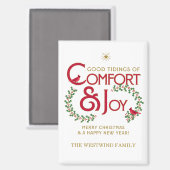 Holly Berry Cardinals Personalized Merry Christmas マグネット (正面/裏面)