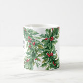 Holly Berry Christmas Business Logo Text コーヒーマグカップ (中央)