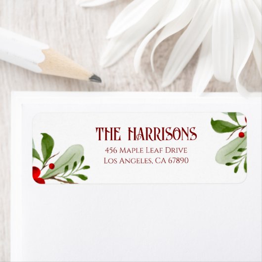 Holly Berry Christmas Holiday Custom ラベル (インサイチュ)