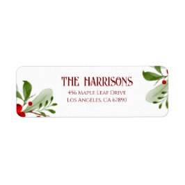 Holly Berry Christmas Holiday Custom ラベル