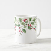 Holly Berry Christmas Holiday | Custom Script Name コーヒーマグカップ (正面右)