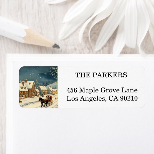 Holly Berry Christmas Holiday Return Address Label ラベル (インサイチュ)