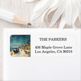 Holly Berry Christmas Holiday Return Address Label ラベル