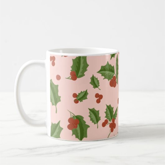 Holly Berry Christmas Mug コーヒーマグカップ (左)