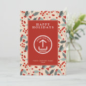 Holly Berry Corporate Business QR Code Christmas 招待状 (スタンド正面)