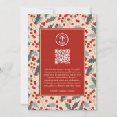 Holly Berry Corporate Business QR Code Christmas 招待状 (裏面)