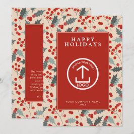 Holly Berry Corporate Business QR Code Christmas 招待状