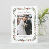 Holly Berry Frame Married & Merry Photo シーズンカード (スタンド正面)
