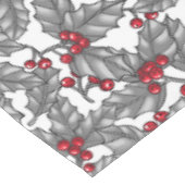 Holly berry, gray leaves on white テーブルクロス (アングル)