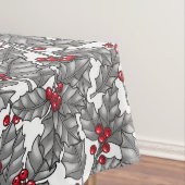 Holly berry, gray leaves on white テーブルクロス (インサイチュ)