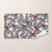 Holly berry, gray leaves on white バスタオルセット (ハンドタオル)