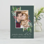 Holly Berry Photo Save The Date シーズンカード (スタンド正面)