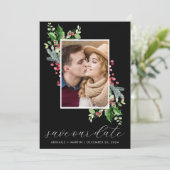 Holly Berry Photo Save The Date シーズンカード (スタンド正面)