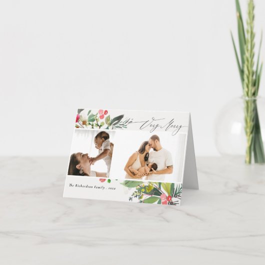 Holly Berry Pine非常に陽気なクリスマス2写真 シーズンカード (正面)