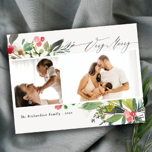 Holly Berry Pine非常に陽気なクリスマス2写真 ポストカード