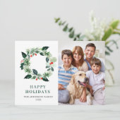 Holly Berry Wreath Christmas Greeting 4 PHOTO シーズンカード (スタンド正面)
