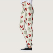 Holly Bird & Snowflake Christmas Leggings Women レギンス (左)