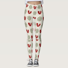 Holly Bird & Snowflake Christmas Leggings Women レギンス