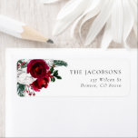 HOLLY Burgundy Floral Christmas Return Address ラベル<br><div class="desc">This return address label features burgundy florals and holiday pine with simple serif font. This address sticker is the perfect festive touch to sending out your holiday cards. Pair with anything in the HOLLY Collection for a cohesive look.</div>