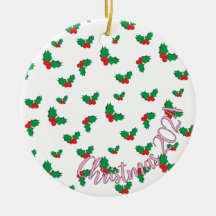 Holly Christmas 2024 tree ornament PINK