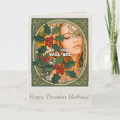 Holly Christmas Red Berry Decorative Holiday Desig カード (正面)